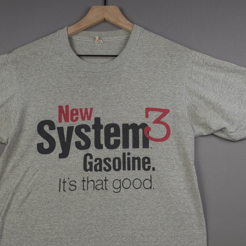 Vintage 80s Texaco System 3 Gasoline Single Stitch Tee Men's M Grey Screen Stars